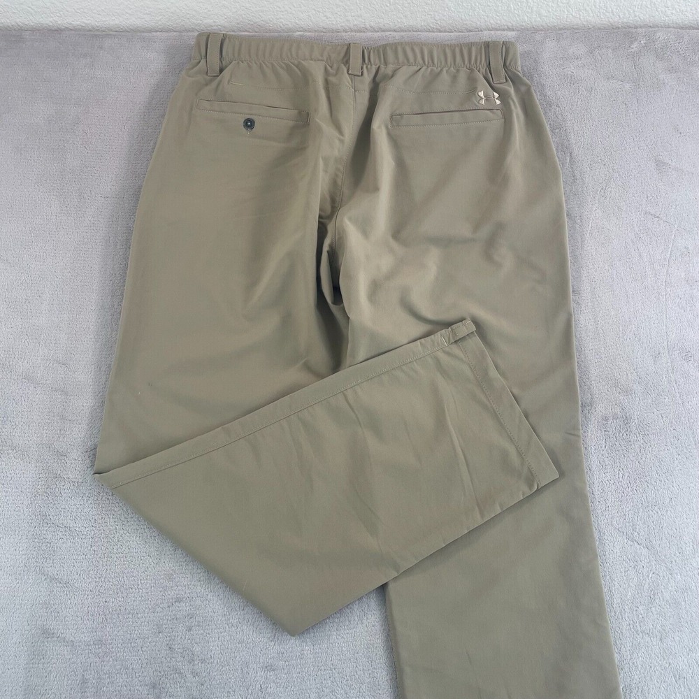 Under Armour Match Play Golf Pants Men 38x34 Beige Tan Grip Waist Performance